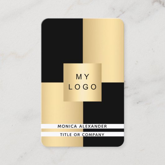 Zwart goud logo QR code professional Visitekaartje (Voorkant)