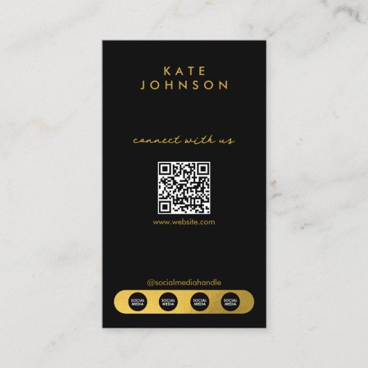 Zwart Goud Logo Social Media Verbind met ons Visitekaartje (Voorkant)