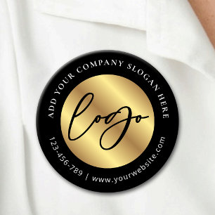 Zwart & Goud Logo Zakelijk Bedrijfs Promotioneel Ronde Button 5,7 Cm