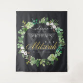 ZWART GOUD LOOF KRANS STAR BAR MITZVAH WELKOM WANDKLEED (Voorkant)