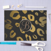 Zwart Goud Luipaard Cheetah Monogram Letter Initia Tissuepapier (Craft)