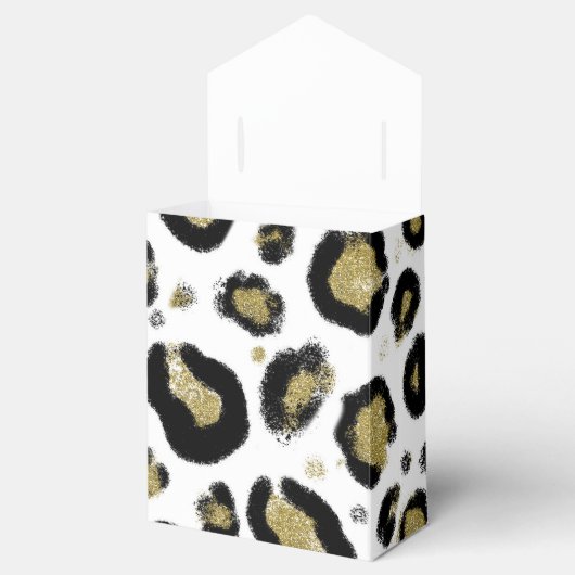 Zwart & Goud Luipaard Cheetah Print Verjaardagsfee Bedankdoosjes (Geopend)