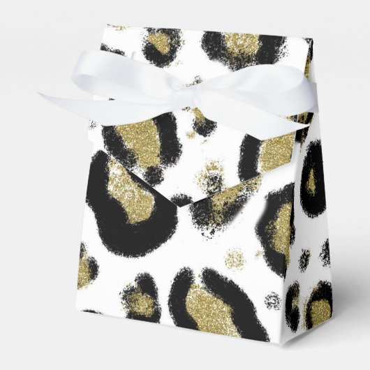 Zwart & Goud Luipaard Cheetah Print Verjaardagsfee Bedankdoosjes (Voorkant Zijde)