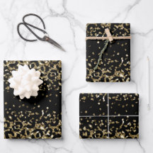 Zwart Goud Luipaard Jachtluipaard Print Glitters G