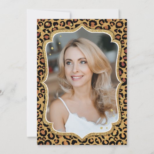 Zwart Goud Luipaard Print Foto 50e Verjaardag Kaart (Achterkant)