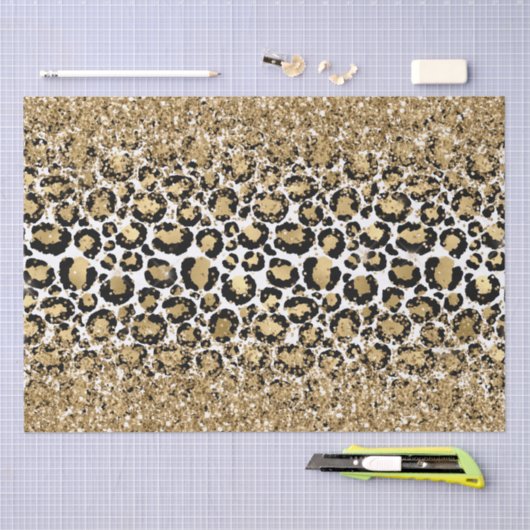 Zwart Goud Luipaard Print Glitz Tissuepapier (Craft)