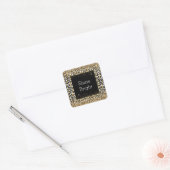 Zwart Goud Luipaard Print Glitz Vierkante Sticker (Envelop)