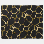 Zwart & Goud Luipaard Print Patroon Fleece Deken (Voorkant (Horizontaal))