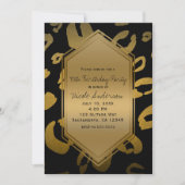 Zwart Goud Luipaard Print Verjaardagsfeest Elk Eve Kaart (Voorkant)
