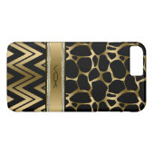 Zwart & Goud Luipaard Print & Zigzag Chevron Case-Mate iPhone Case (Achterkant (Horizontaal))