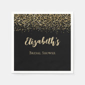 Zwart Goud Luipaardprint Glitter Bruiloftsfeest Servet (Voorkant)