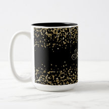 Zwart Goud Luipaardprint Glitter Overlay