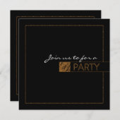 Zwart & Goud Lux Glitter Elegante PARTY Uitnodigin Kaart (Voorkant / Achterkant)