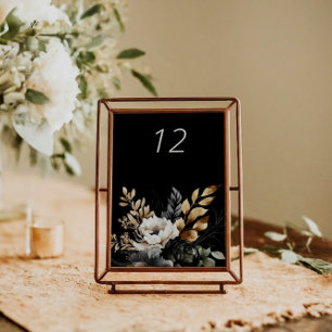 Zwart Goud Luxe Bloemen Tafel Kaart