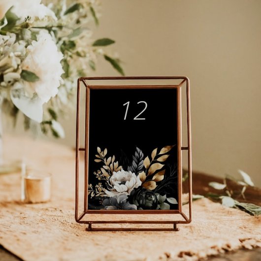 Zwart Goud Luxe Bloemen Tafel Kaart