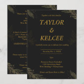 Zwart Goud Luxe bruiloft Kaart (Voorkant / Achterkant)