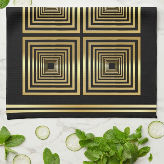 Zwart goud luxe chef-kok theedoek (Gevouwen)