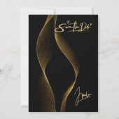 Zwart Goud Luxe Gelukkige Verjaardagsfeestuitnodig Kaart (Achterkant)