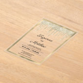 Zwart goud luxe glitter drips Wedding Acryl Uitnodigingen (Laagn)