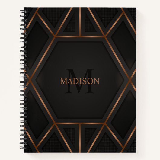 Zwart Goud Luxe Modern Minimaal Abstract Notitiebo Notitieboek (Voorkant)