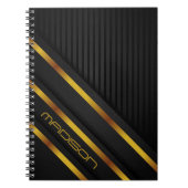 Zwart Goud Luxe Modern Minimaal Abstract Notitieboek (Voorkant)