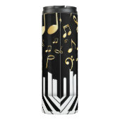 Zwart Goud Luxe Muziek Note piano toetsen Thermosbeker (Achterkant)