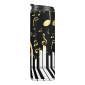 Zwart Goud Luxe Muziek Note piano toetsen Thermosbeker (Geroteerd rechts)