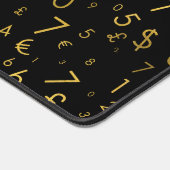 Zwart Goud Luxe Nummers Valuta symbolen Patroon Bureaumat (Hoek)