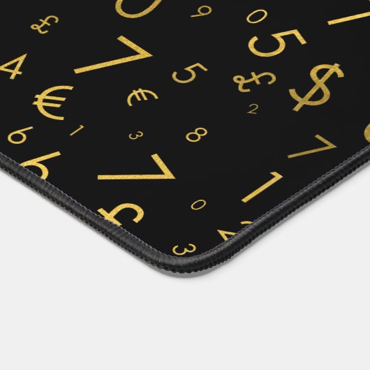 Zwart Goud Luxe Nummers Valuta symbolen Patroon Bureaumat (Hoek)