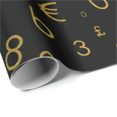 Zwart Goud Luxe Nummers Valuta symbolen Patroon Cadeaupapier (Rol Hoek)