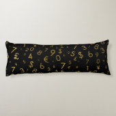 Zwart Goud Luxe Nummers Valuta symbolen Patroon Lichaamskussen (Achterkant)