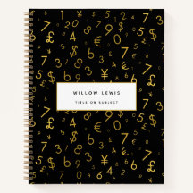 Zwart Goud Luxe Nummers Valuta symbolen Patroon