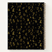 Zwart Goud Luxe Nummers Valuta symbolen Patroon Notitieboek (Achterkant)