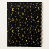 Zwart Goud Luxe Nummers Valuta symbolen Patroon Planner (Achterkant)