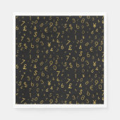 Zwart Goud Luxe Nummers Valuta symbolen Patroon Servet (Voorkant)