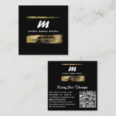 *~* Zwart Goud Luxe QR AP65 Goud Glitter Vierkante Visitekaartje (Voorkant / Achterkant)