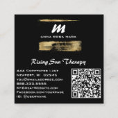 *~* Zwart Goud Luxe QR AP65 Goud Glitter Vierkante Visitekaartje (Achterkant)