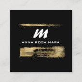 *~* Zwart Goud Luxe QR AP65 Goud Glitter Vierkante Visitekaartje (Voorkant)