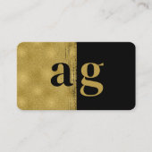 Zwart Goud Luxe QR Code Monogram Social Media Visitekaartje (Voorkant)