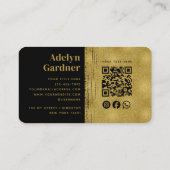 Zwart Goud Luxe QR Code Monogram Social Media Visitekaartje (Achterkant)