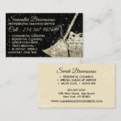 Zwart Goud Luxe Schoonmaakster Janitorial Visitekaartje (Voorkant / Achterkant)