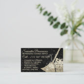 Zwart Goud Luxe Schoonmaakster Janitorial Visitekaartje (Staand voorkant)