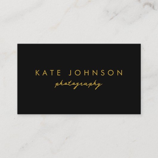 Zwart Goud Luxe Script QR Code Social Media Visitekaartje (Voorkant)