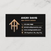 Zwart Goud Luxe Vastgoed Makelaar Elegant Visitekaartje (Achterkant)