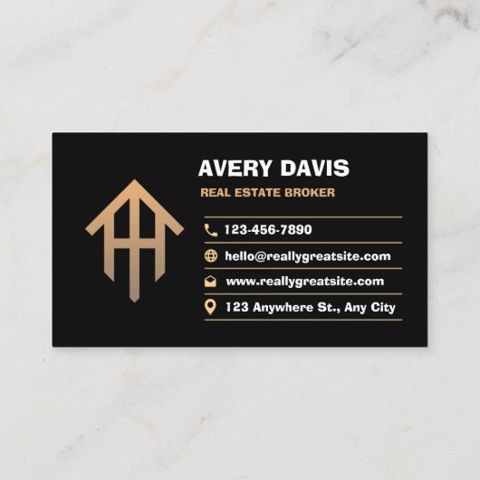 Zwart Goud Luxe Vastgoed Makelaar Elegant Visitekaartje (Achterkant)