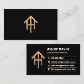 Zwart Goud Luxe Vastgoed Makelaar Elegant Visitekaartje (Voorkant / Achterkant)