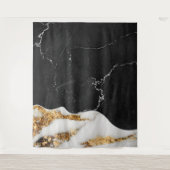 Zwart goud Mable patroon Wandkleed (Voorkant)