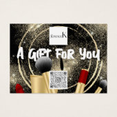 Zwart Goud Make-up Artiest Logo QR 100 stuks Visitekaartje (Voorkant)