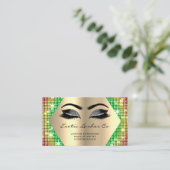 Zwart Goud Make-up Glitter Wimpers Rainbow QR Visitekaartje (Staand voorkant)