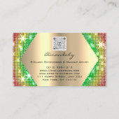 Zwart Goud Make-up Glitter Wimpers Rainbow QR Visitekaartje (Achterkant)